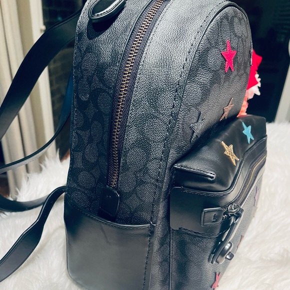 Coach Campus Backpack In Signature Canvas With Star Applique & Snakeskin Detail - Picture 7 of 16